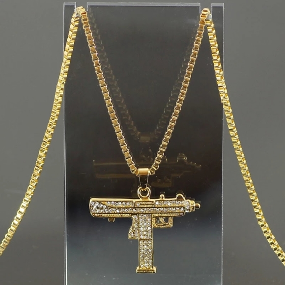 3/$24 Crystal Uzi Pendant Necklace - Picture 6 of 8